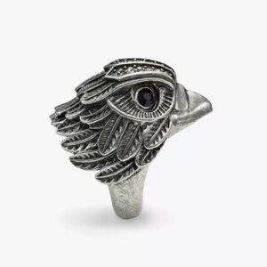 Kurt Geiger London Eagle Chunky Ring Gunmetal Silver Tone Size 7